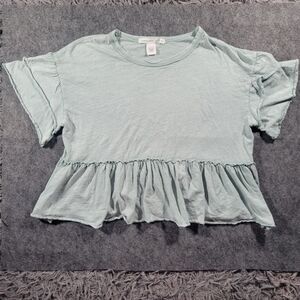 Altar'd State | 100% Cotton Boxy Cropped Top Ruffle Hem Preppy Cottagecore Fairy